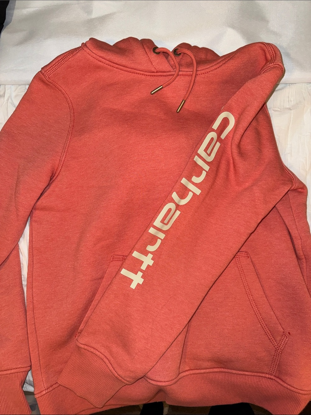 Carhartt Women's Coral Pink Pullover Hoodie - Picture 2 of 3